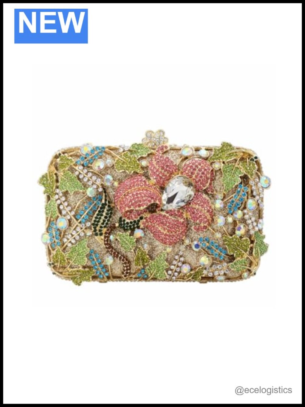 Rhinestone Floral Evening Clutch Bag for Women Wedding Prom Party